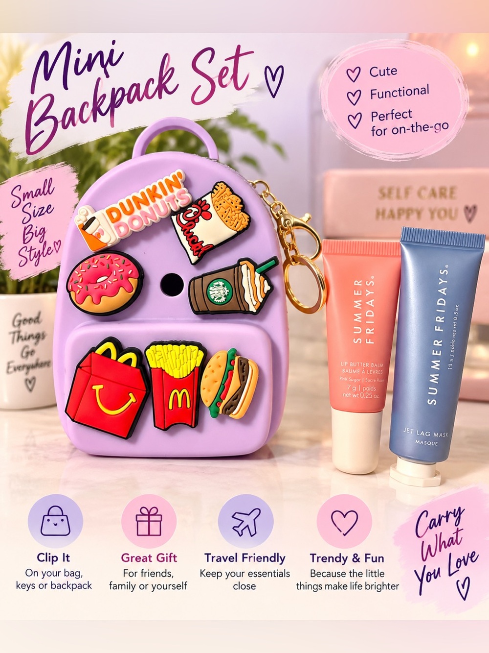 Mini Backpack Keychain/Bagcharm and Summer Fridays Set